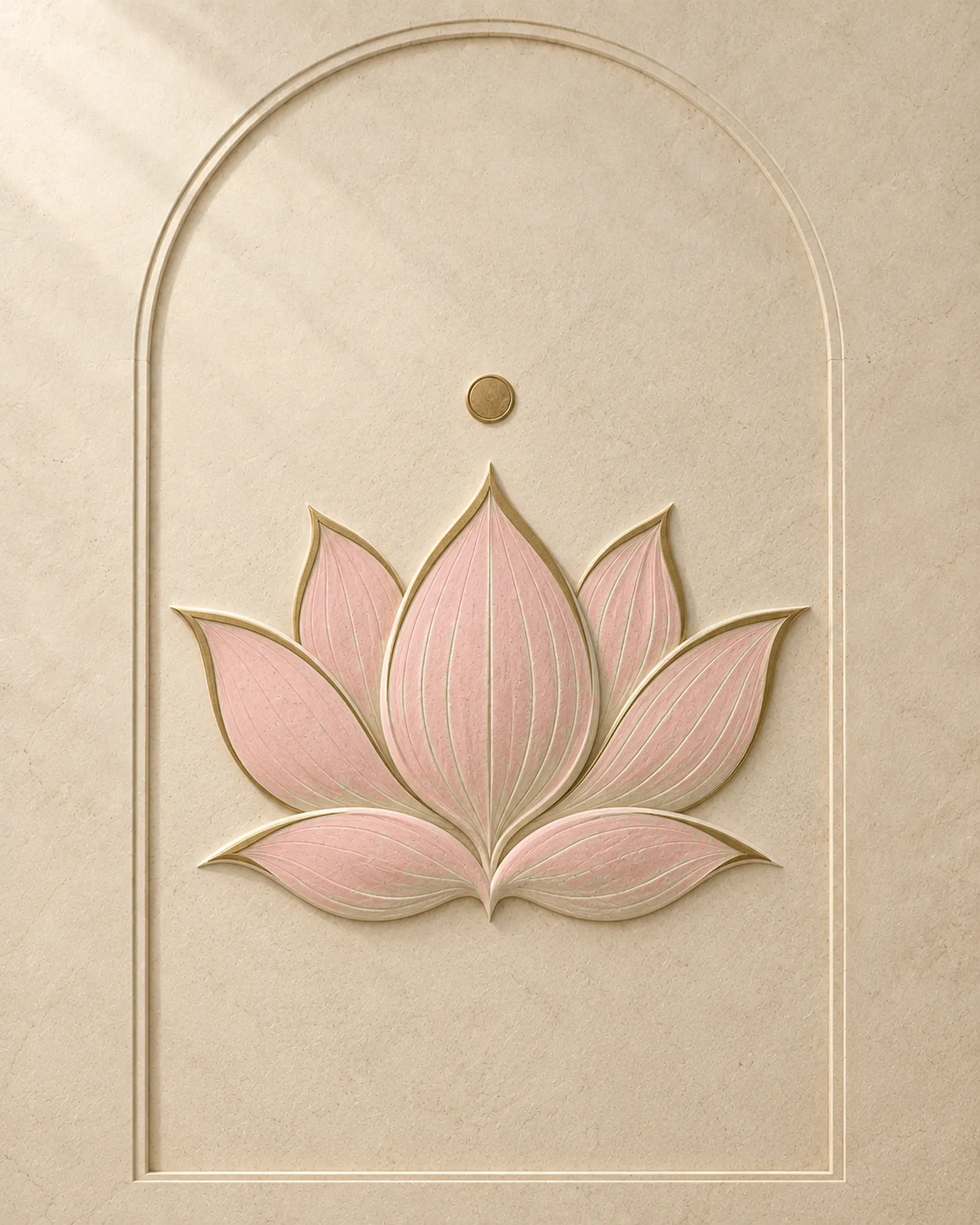 Carved stone lotus in soft pink