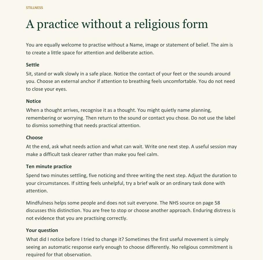 Sample reading page: stillness